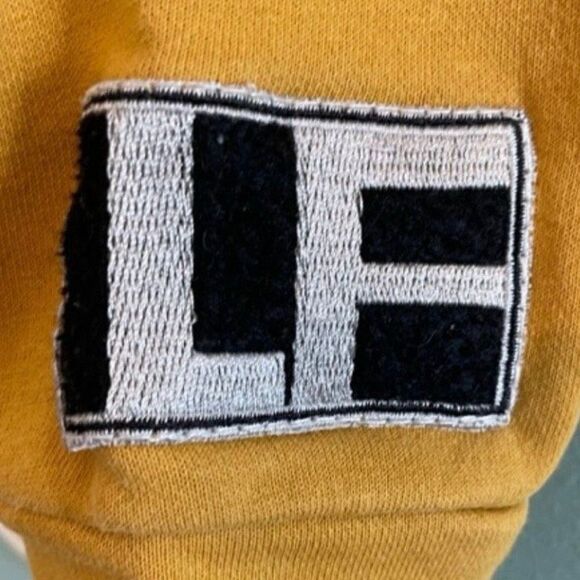 LF The Brand Logo Hoodie Sweatshirt Mustard Yellow Cropped Long Sleeves XS - Picture 4 of 9